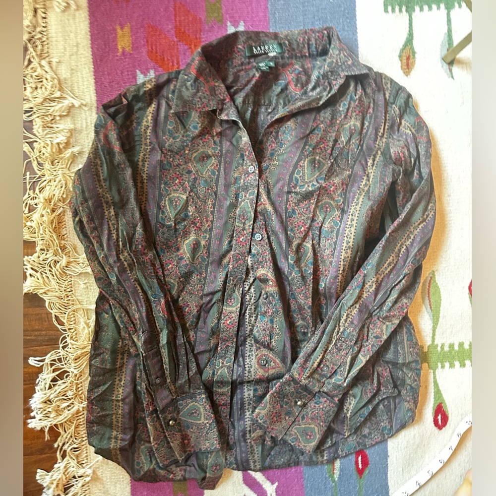 Lauren Ralph Lauren green label Multicolor Paisley long sleeve button shirt M